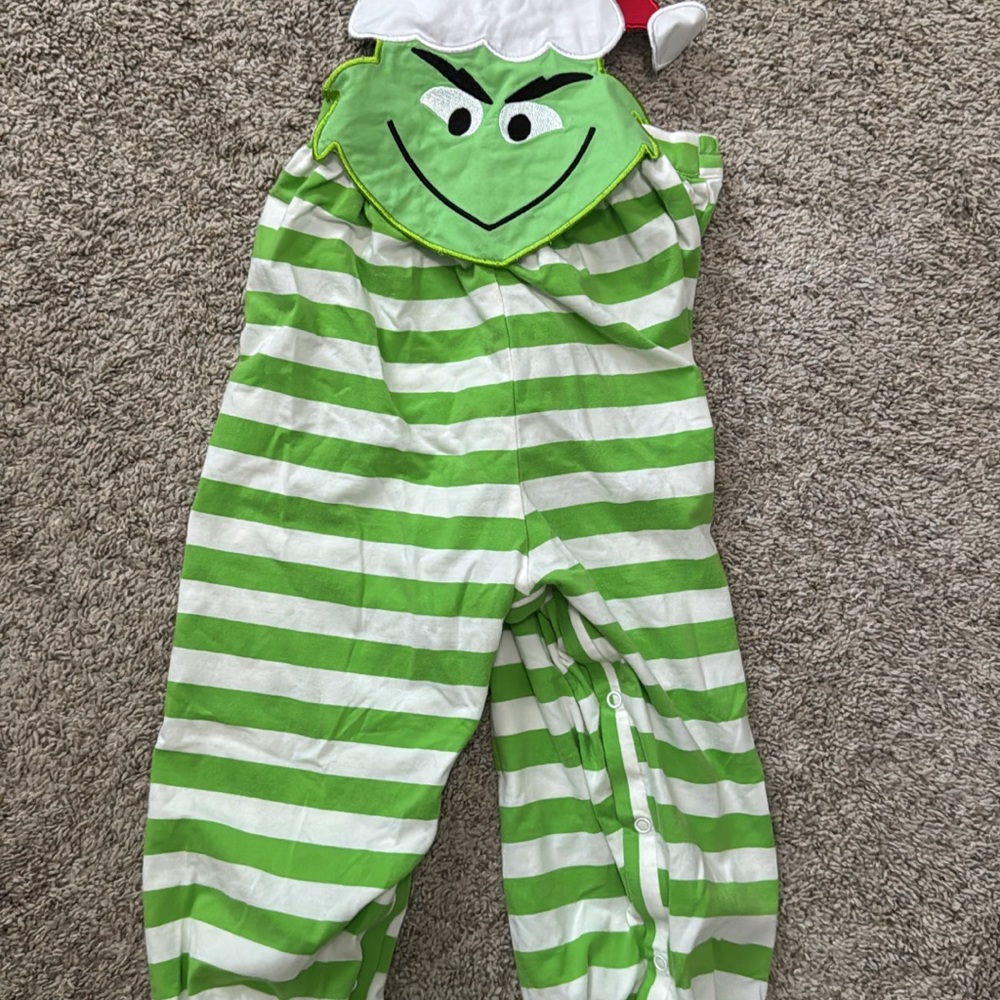 Busy bees smocks Green and White Striped Grinch 3t
